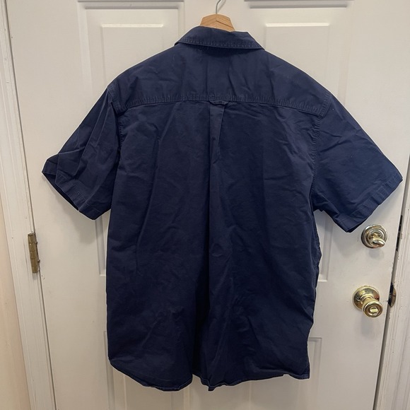 Lincoln‎ Outfitters Mens Button-Up Shirt 2XL Short Sleeve Flap Pockets Navy - Picture 6 of 7